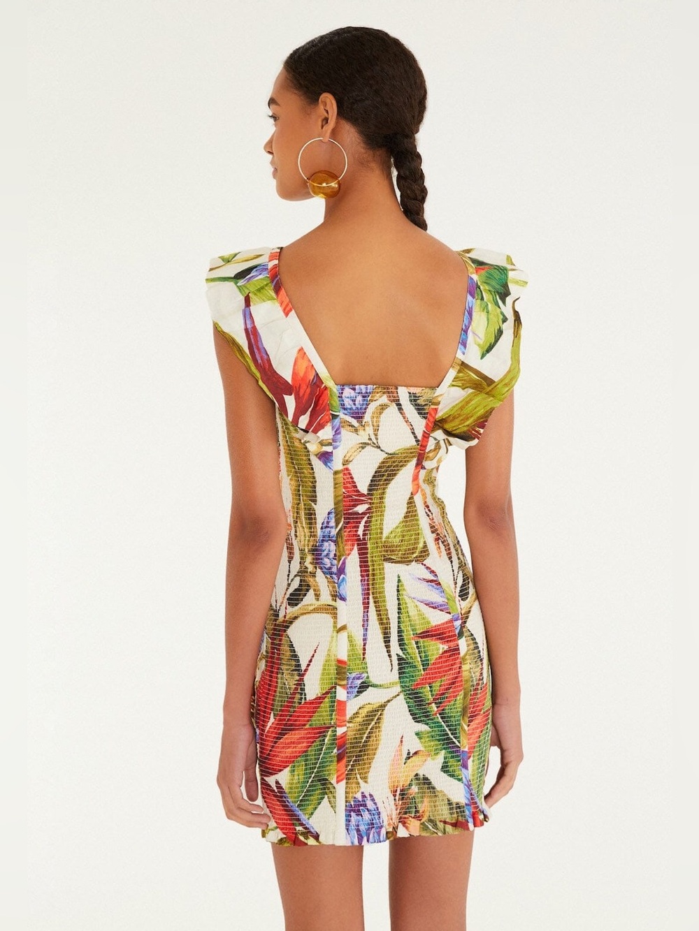 Sand Florart Short Sleeve Mini Dress by Farm Rio - DC - Picture 3 of 7